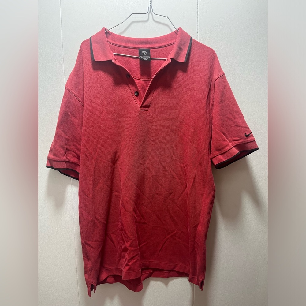 Nikeโ Golf Polo Shirt Mens Size Large Solid Red Short Sleeve